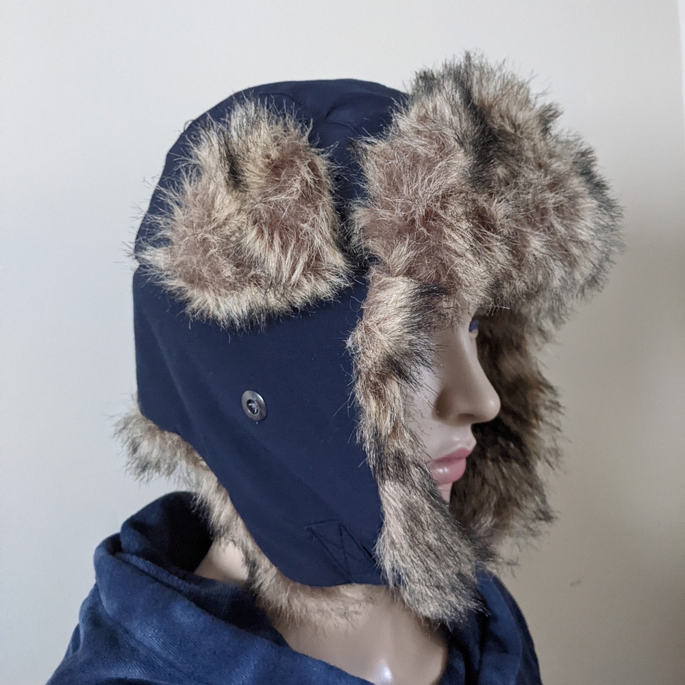 Gap faux fur Aviator trapper winter hat, youth small